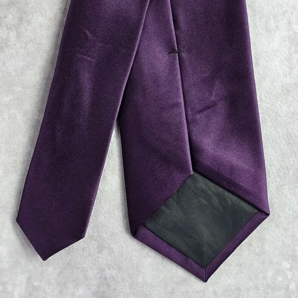 Croft & Barrow Solid Purple Executive Party Fathers Day Polyester Men's Neck Tie - Picture 5 of 5